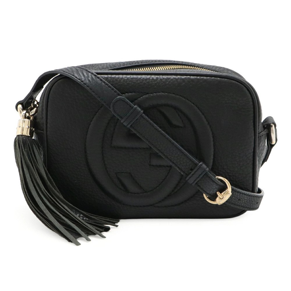 Gucci Soho Disco Tassel Fringe Crossbody Bag Leather Black